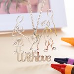 Personalized Children's Drawing Graffiti Necklace Gift for Mom Grandma