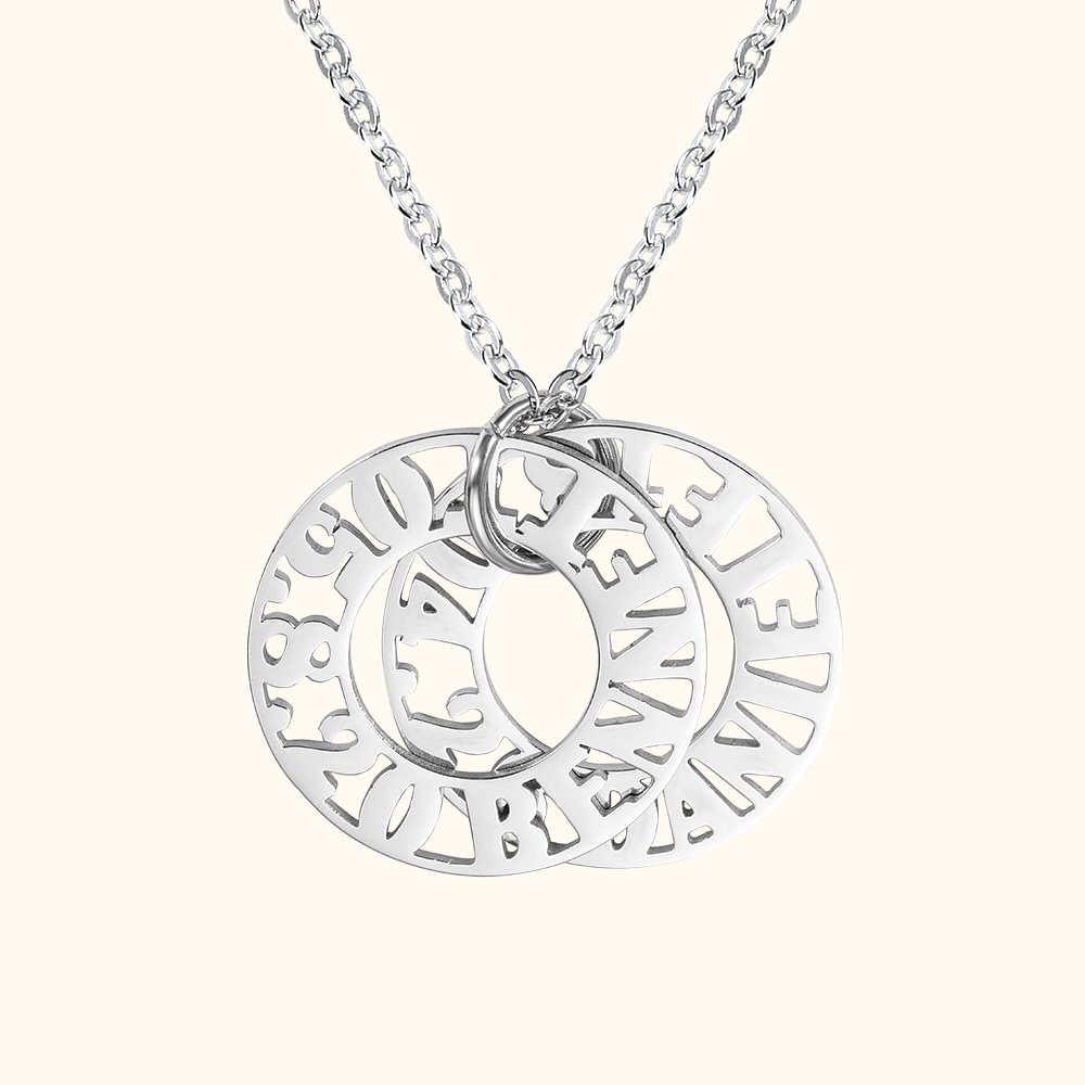 Collier d'anneau Alphanumérique Anglais Personnalisé