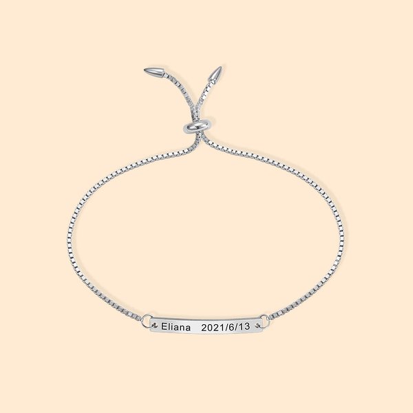 Engraved Adjustable Bar Bracelet