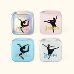 Personalised Ballet Pose Silhouettes Mirror Jewellery Case with Glittery Name Birthday Mother's Day Gift for Ballet Lover