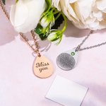 Personalizado grabado lágrima huella colgante collar con piedra de nacimiento y el texto minimalista nombre de la joyería cumpleaños aniversario regal