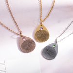 Personalizado grabado lágrima huella colgante collar con piedra de nacimiento y el texto minimalista nombre de la joyería cumpleaños aniversario regal