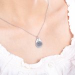 Personalizado grabado lágrima huella colgante collar con piedra de nacimiento y el texto minimalista nombre de la joyería cumpleaños aniversario regal