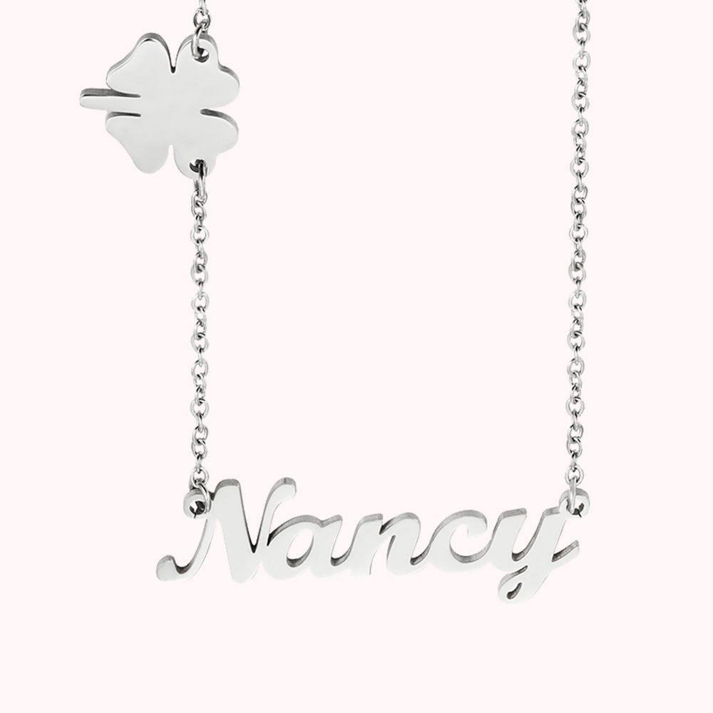Collier Personnalisé avec Prénom Pendentif de Clavicule avec Papillon Coeur Flocon de Neige Trèfle Cadeau Anniversaire Fête des Mères pour Elle