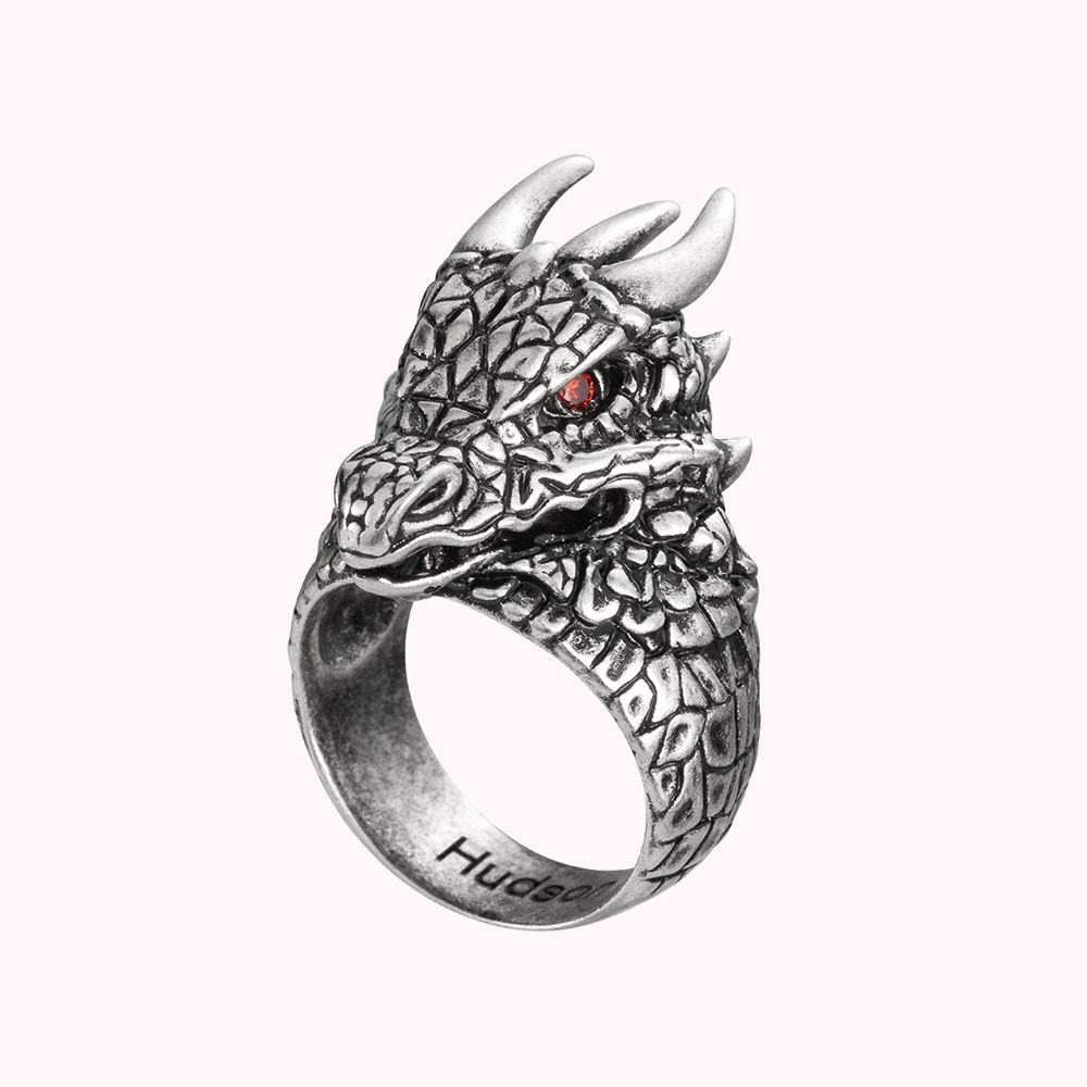 Bague Vintage Personnaliée avec Pierres de Nassance Inscrutés dans Yeux de Dragon Médiéval Cadeau Anniversaire pour Homme Femme