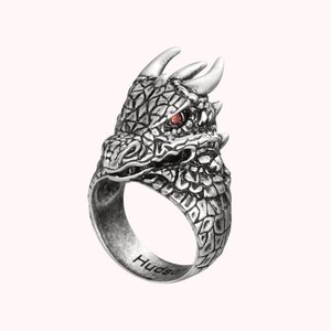 Bague Vintage Personnaliée avec Pierres de Nassance Inscrutés dans Yeux de Dragon Médiéval Cadeau Anniversaire pour Homme Femme