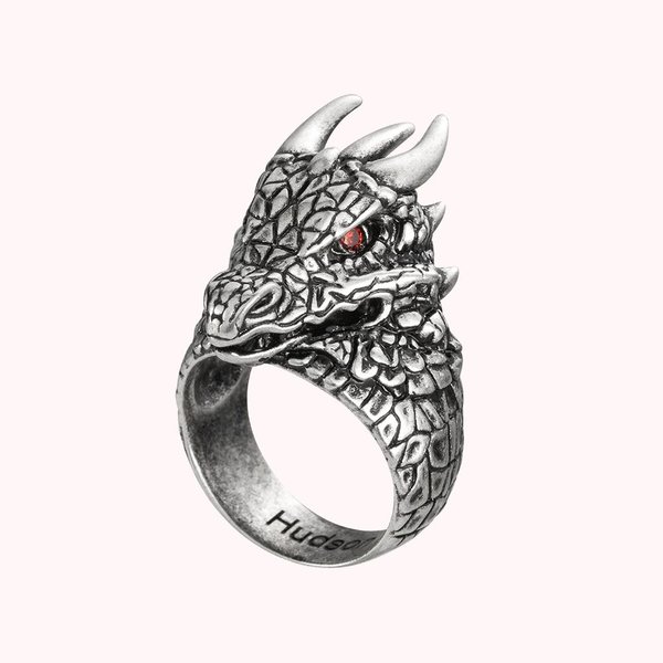 Mittelalterlicher Gothic Drachen Geburtsstein Herrenring