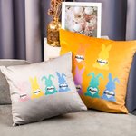 Housse de Coussin Motif Lapin Coeur Accessoire Personnalisé avec Nom Cadeau de Pâques pour Famille
