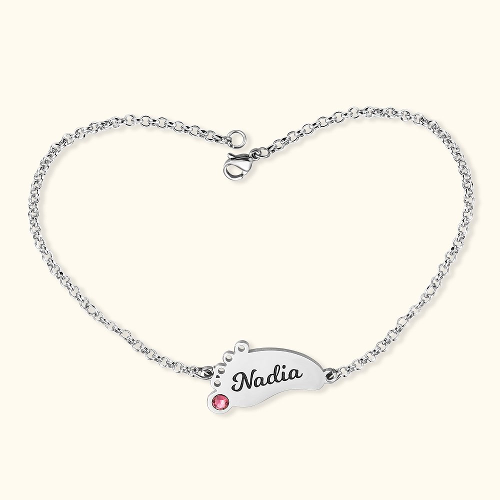 Bracelet personnalisé de pierres de naissance pour les pieds de bébé