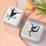 Personalised Ballet Pose Silhouettes Mirror Jewellery Case with Glittery Name Birthday Mother's Day Gift for Ballet Lover