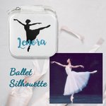 Personalised Ballet Pose Silhouettes Mirror Jewellery Case with Glittery Name Birthday Mother's Day Gift for Ballet Lover
