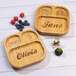 Personalized Square Bamboo Suction Plates for Baby