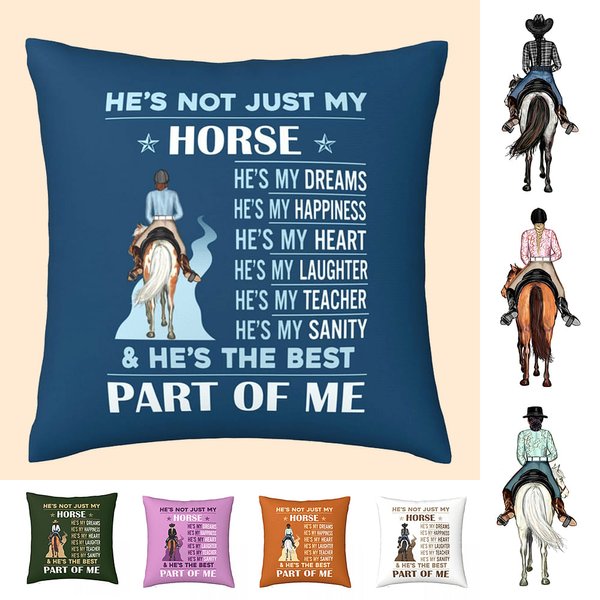 Personalizar No es sólo mi caballo Funda de cojín Funda de cojín para ella