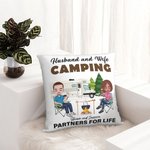 Personalized Husband and Wife Camping Partners for Life Throw Pillow Cover with Name Valentine's Day Gift for Couple