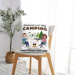 Personalized Husband and Wife Camping Partners for Life Throw Pillow Cover with Name Valentine's Day Gift for Couple