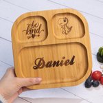 Personalized Square Bamboo Suction Plates for Baby