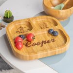 Personalized Square Bamboo Suction Plates for Baby