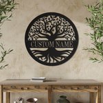 Personalized Family Sign Metal Wall Art Tree of Life Decoration