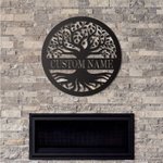 Personalized Family Sign Metal Wall Art Tree of Life Decoration