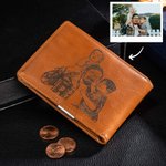 Personalized Leather Photo Wallet with Money Clip for Father's Day