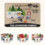 Personalised Camping Partners for Life Doormat with Forest Campfire Elements Couple Theme Home Decoration Gift for Camping Enthusiast