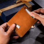 Personalized Leather Photo Wallet with Money Clip for Father's Day