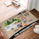 Personalised Camping Partners for Life Doormat with Forest Campfire Elements Couple Theme Home Decoration Gift for Camping Enthusiast