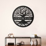Personalized Family Sign Metal Wall Art Tree of Life Decoration