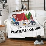 Personalizzato Marito e moglie partner di campeggio per la vita Coperta morbida Decorazione casa Regalo di compleanno per la coppia di amanti del camp