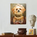 Vintage Tinplate Renaissance Animal Painting Portrait