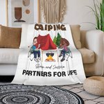 Personalizzato Marito e moglie partner di campeggio per la vita Coperta morbida Decorazione casa Regalo di compleanno per la coppia di amanti del camp