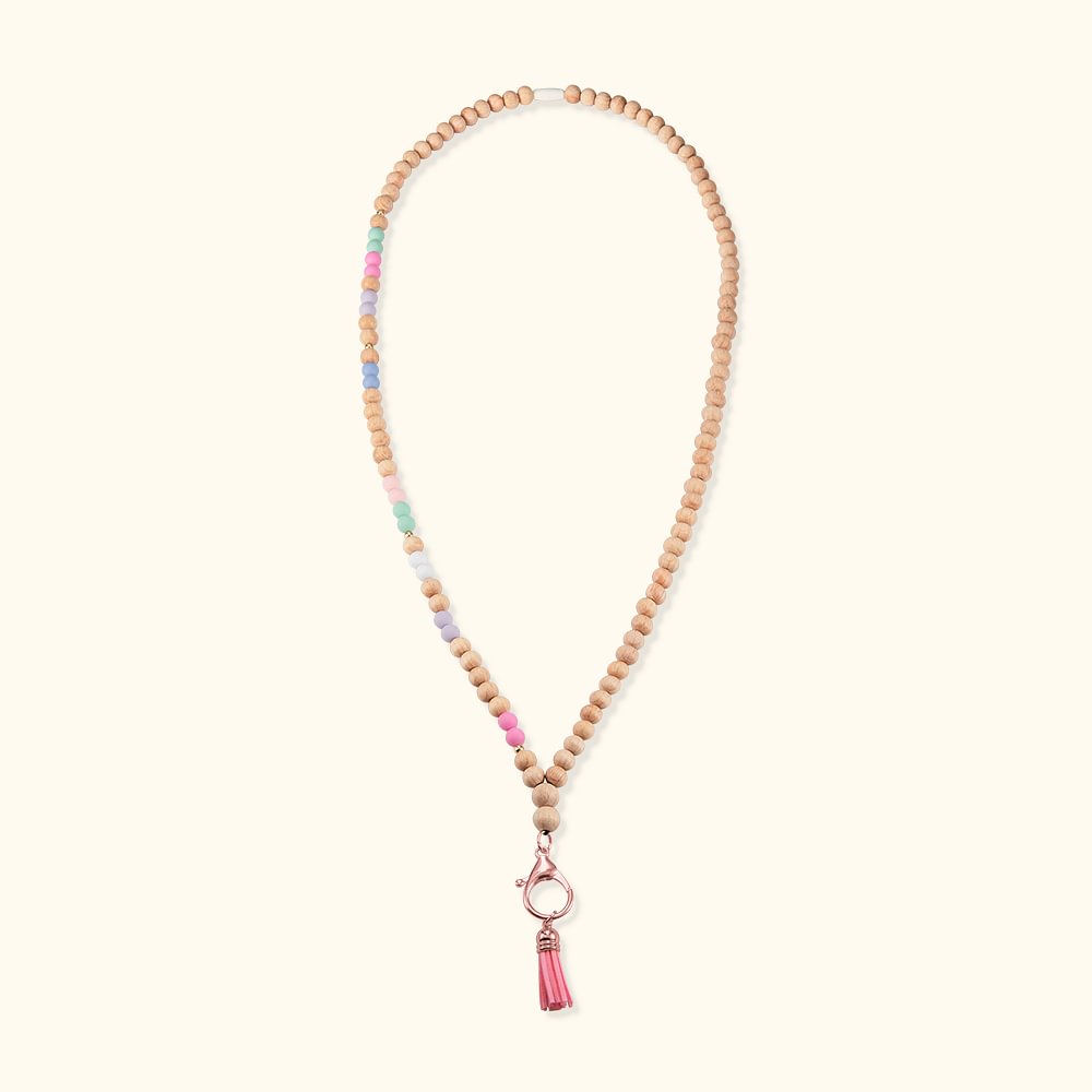 Lanyard personnalisé en bois et perles de code Morse
