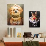 Vintage Tinplate Renaissance Animal Painting Portrait