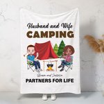 Personalizzato Marito e moglie partner di campeggio per la vita Coperta morbida Decorazione casa Regalo di compleanno per la coppia di amanti del camp