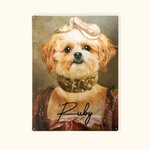 Vintage Tinplate Renaissance Animal Painting Portrait