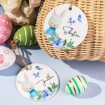 Etiquette en Céramique pour Panier de Pâques Décoration Personnalisée avec Nom Cadeau d'Anniversaire Pâques Noël pour Enfants