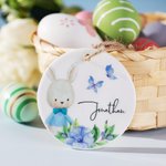 Etiquette en Céramique pour Panier de Pâques Décoration Personnalisée avec Nom Cadeau d'Anniversaire Pâques Noël pour Enfants