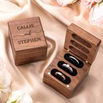 Personalized Triple Flip Wood Ring Box for Proposal/Engagement/Wedding Ceremony