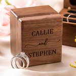 Personalized Triple Flip Wood Ring Box for Proposal/Engagement/Wedding Ceremony