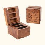 Personalized Triple Flip Wood Ring Box for Proposal/Engagement/Wedding Ceremony