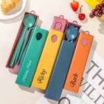 Nom Personnalisé Ensemble de couverts Portable La paille de blé Couteau fourchette Cuillère Baguettes