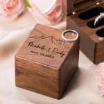Personalized Triple Flip Wood Ring Box for Proposal/Engagement/Wedding Ceremony