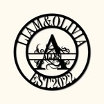 Personalized Initial with Family Name Metal Wall Art Decoration