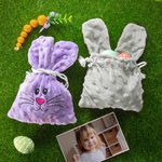 Personalisierter Kordelzug-Samtbeutel in Form von Hasen mit Großen Ohren Ostergeschenk mit Gesticktem Namen für Kinder