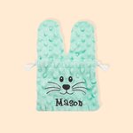 Personalisierter Kordelzug-Samtbeutel in Form von Hasen mit Großen Ohren Ostergeschenk mit Gesticktem Namen für Kinder