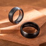 Personalised Tungsten Men's Black Ring with Engraved Inside Text Valentine's Day Anniversary Father's Day Gift for Men