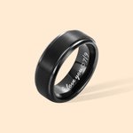 Personalised Tungsten Men's Black Ring with Engraved Inside Text Valentine's Day Anniversary Father's Day Gift for Men