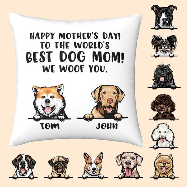 Cojín Personalizado Mamá Perro Funda de Almohada Regalo para el Día de la Madre