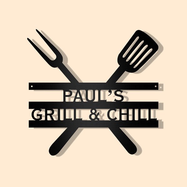 Grill Metal Wall Sign for Him Barbecue Decor Dad Gifts
