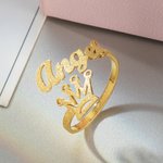 Custom Matte Finish Crown Name Ring